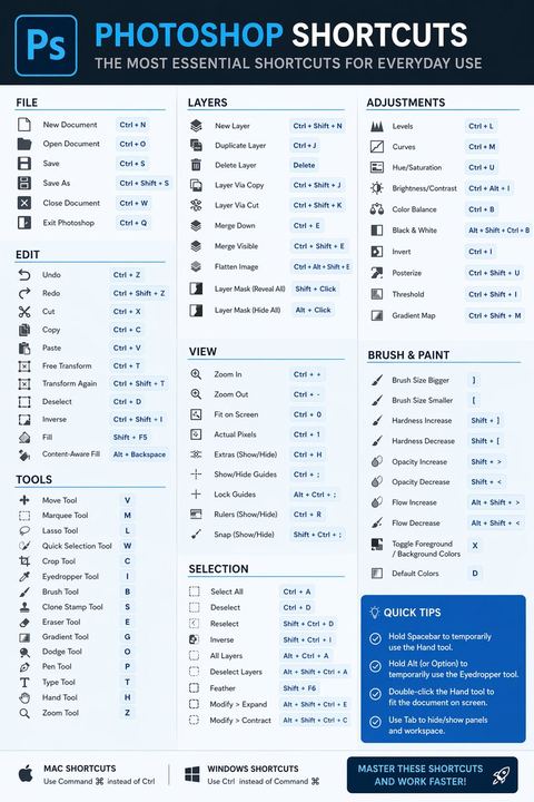软件快捷键信息图