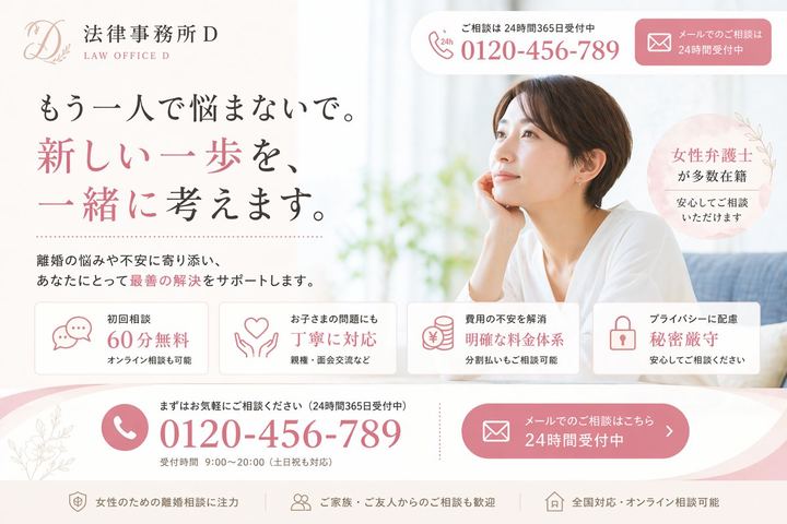 优雅的日本离婚法律服务 LP 首屏设计