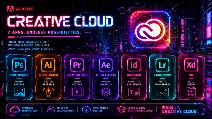 赛博朋克风格 Creative Cloud 创意广告海报