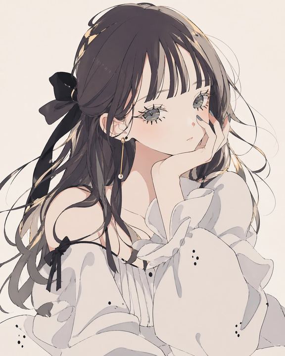 柔和单色动漫少女肖像