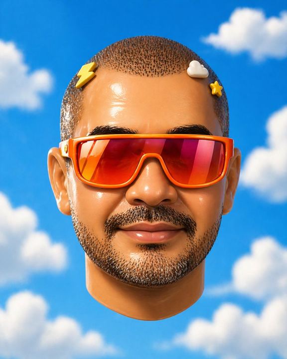 带有审查遮挡块的超现实漂浮头部