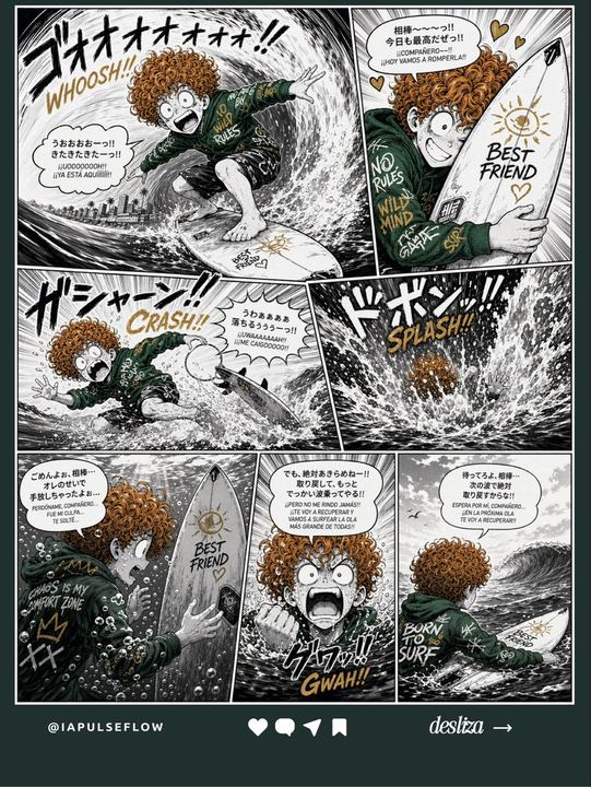 冲浪漫画风格 Wipeout 漫画海报