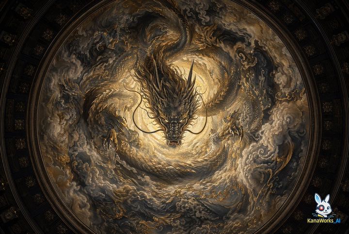 博物馆级“鸣龙”穹顶壁画