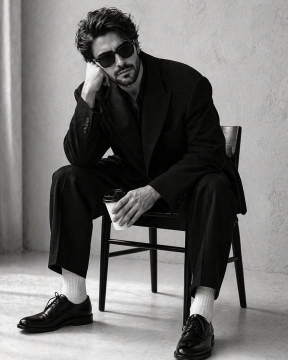 高对比度黑白影棚肖像