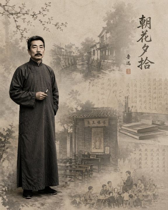 鲁迅文学主题插画