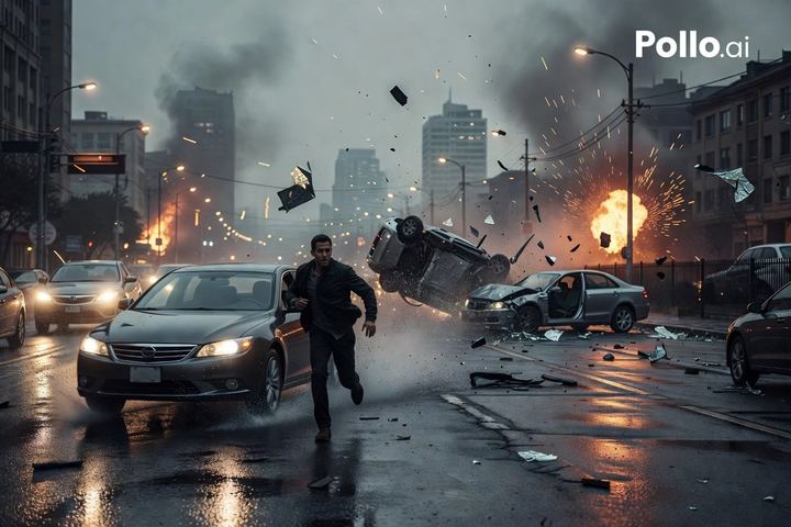 电影级城市撞击爆炸场景