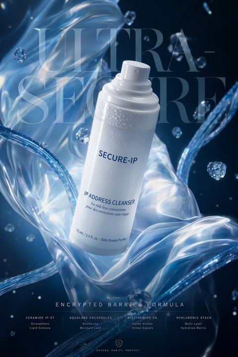 未来感网络安全护肤广告海报