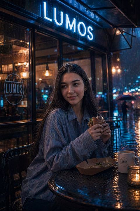 电影感霓虹咖啡馆之夜