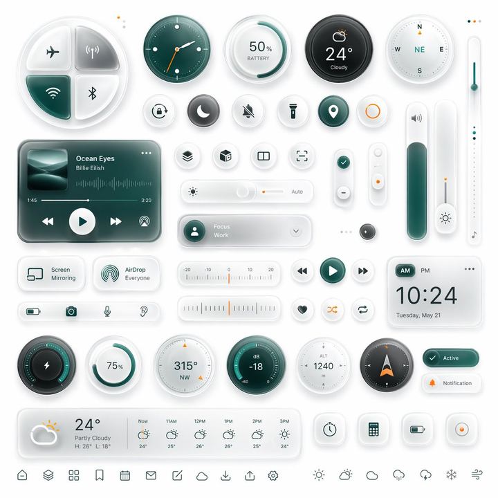 毛玻璃风格智能 UI 套件