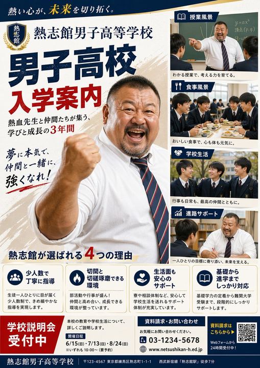 日本男子高中招生海报