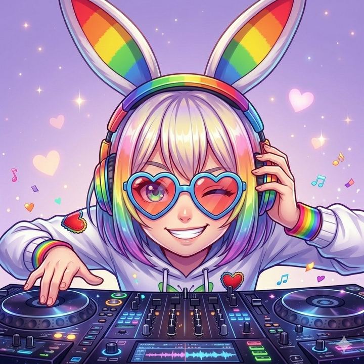 彩虹兔 DJ 动漫肖像