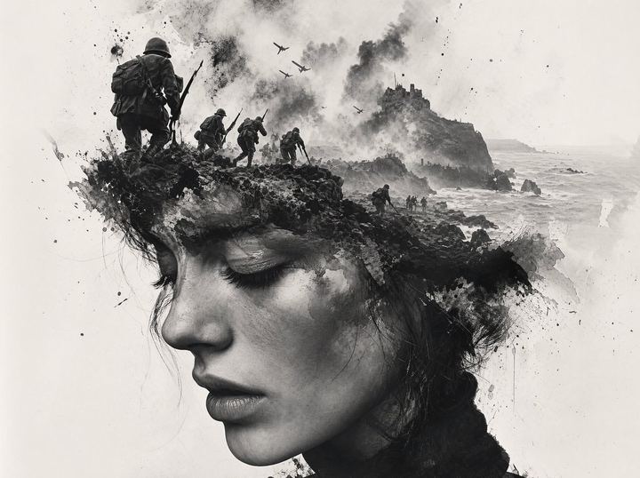 黑白战争水墨场景