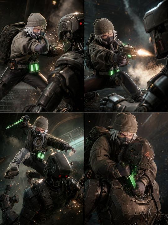 2x2 科幻战斗动作网格