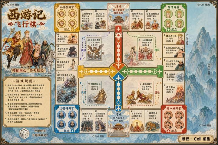 《西游记》飞行棋提示词
