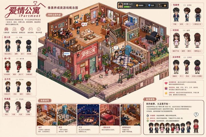 像素风游戏概念提示词