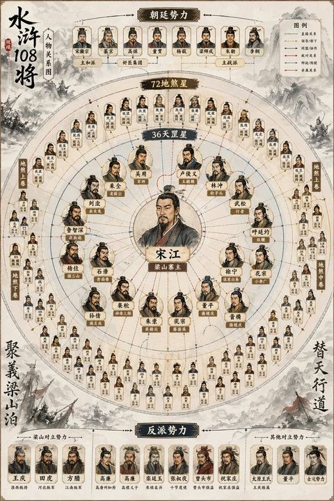 《水浒传》108 将人物关系图