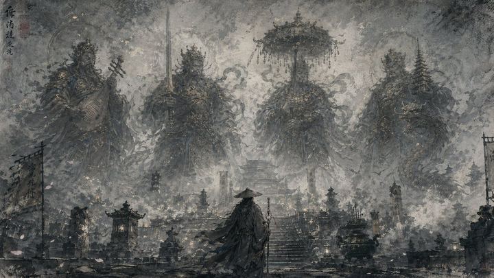 东方水墨奇幻插画