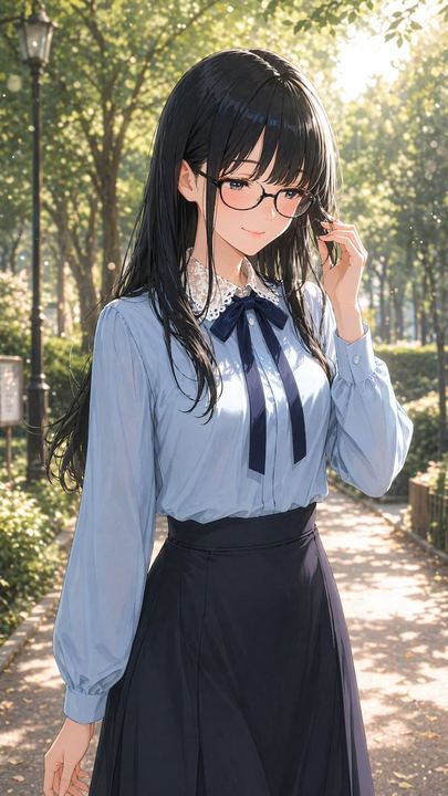 戴眼镜的温柔女性肖像