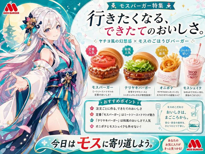 动漫风格 MOS Burger 宣传海报