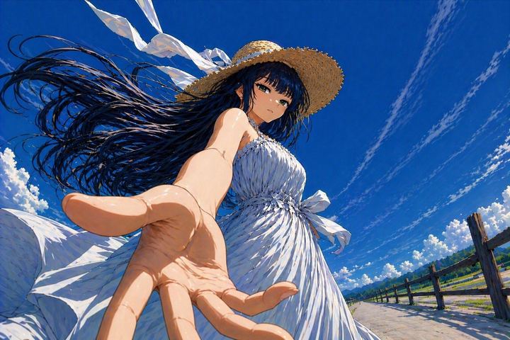 低角度动漫夏季伸手画面